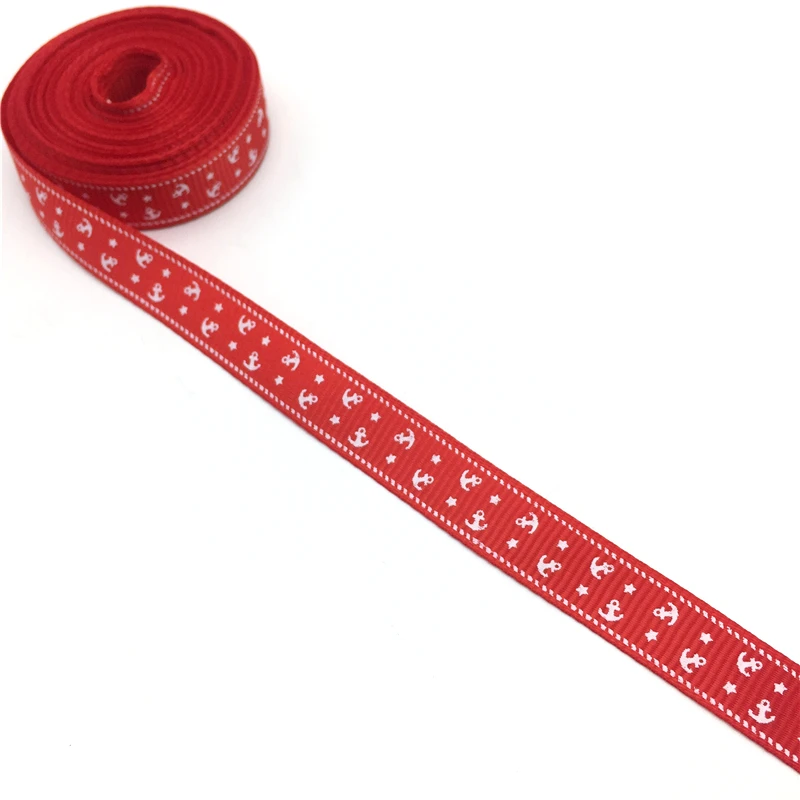 5 ярдов 3/8 &quot(10 мм) печатных корабль якорь Grosgrain лента для пояса подарочная