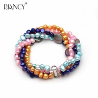 fashion multicolor freshwater pearl multi layer bracelet simple european and american style baroque pearl bracelet send girl