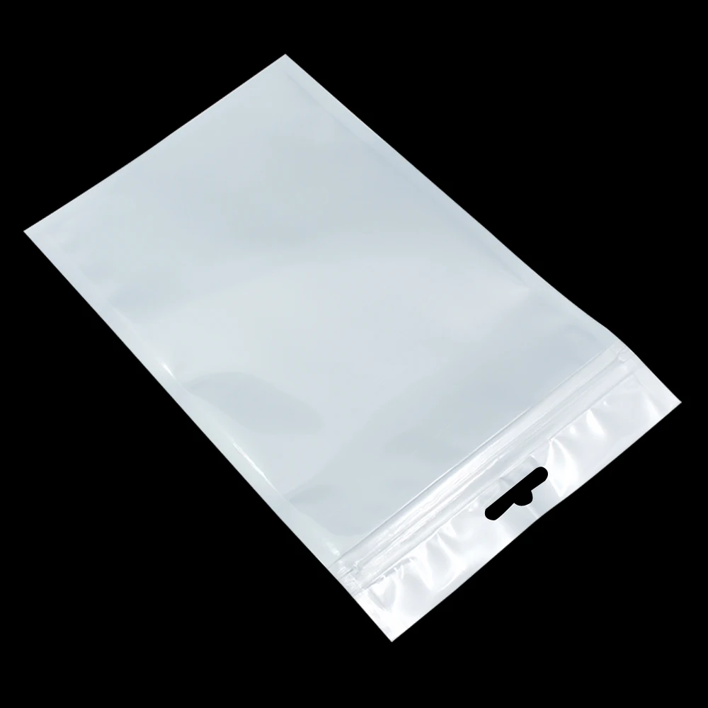 

12cm*18cm White Clear Self Seal Zipper Plastic Retail Packaging Bag, Ziplock Zip Lock Bag Retail Pack Storage W/ Hang Hole