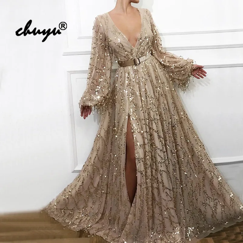 Новое мусульманское вечернее платье цвета шампанского кружевное с блестками и