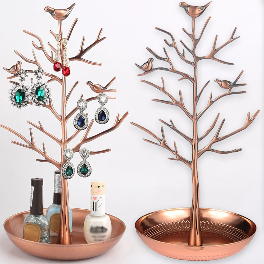 Висячая стойка для сережек с птицами и деревьями держатель ювелирных изделий
