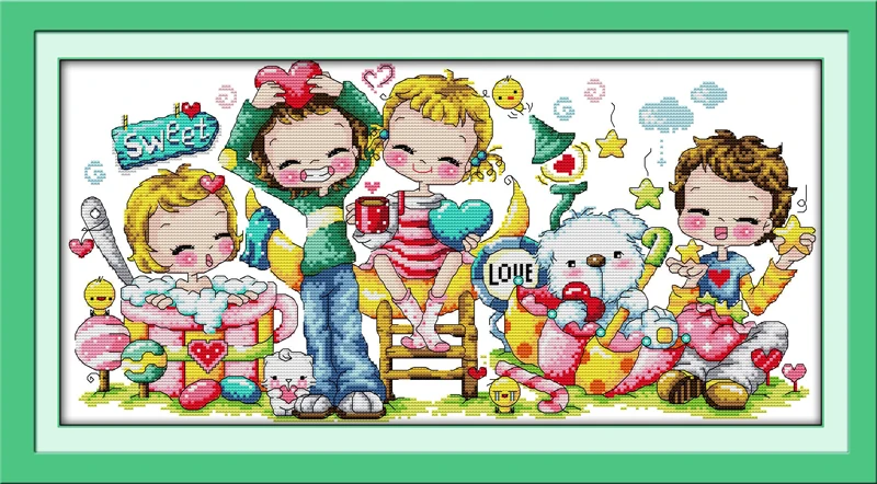 Happy Sweet 4 NKF счастливое детство Счетный крест вышивка наборы 11CT14CT DIY набор рукоделие мультфильм Вышивка крестом узор для детей - Цвет: Happy Sweet 4