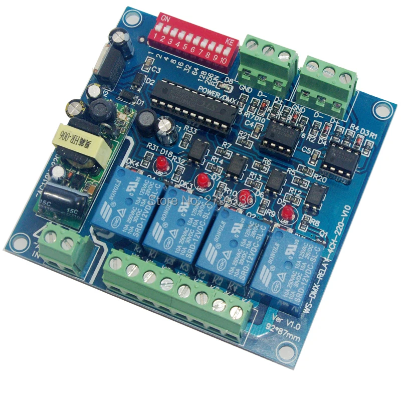 

AC110V~220V 4CH RELAY DMX512 DECODER led Converter 4 Group Relay switch channel Relay module Controller 4A DMX-RELAY-4CH-220-BAN