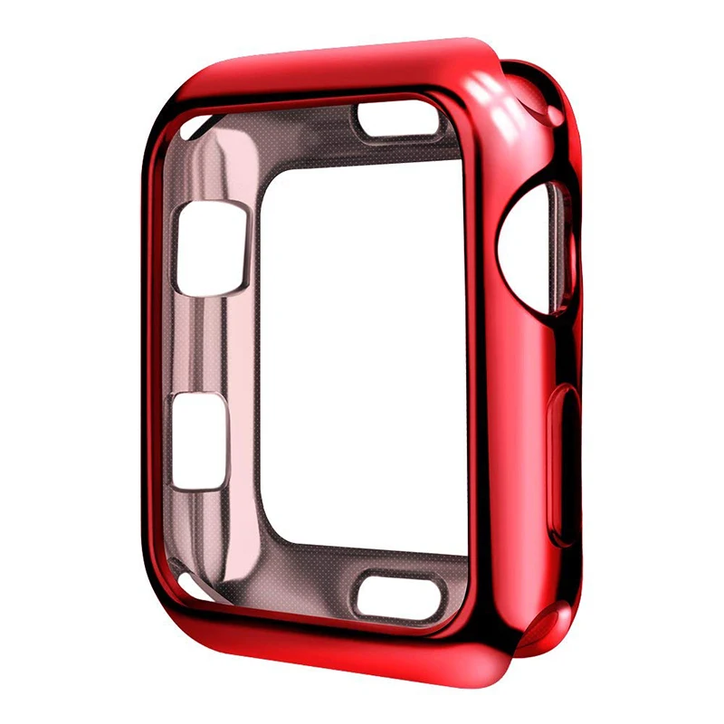 Мягкий ТПУ защитный чехол для Apple Watch Series 1 2 3 38 мм 42 мм матовый чехол с гальваническим покрытием для iWatch 5 4 40 мм 44 мм бампер - Цвет: Red