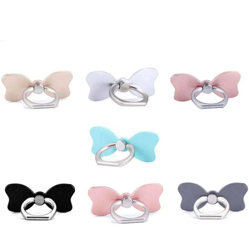

50pcs/lot Reuse Bow Tie Finger Ring Smartphone Stand Holder Mobile Phone Holder Stand For iPhone For Huawei All Smart Phone