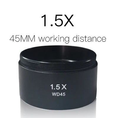 WD120 WD160 WD30 0.3X 0.5X 0.7X 0.75X 1X 1.5X 2X тринокуляр стерео Микроскоп Вспомогательный объектив с линзой Барлоу, 48 мм нить - Color: 1.5X