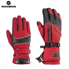 Мужские зимние лыжные перчатки ROCKBROS до-30 градусов ветрозащитные водонепроницаемые женские перчатки для сноуборда велосипедные перчатки для снегохода