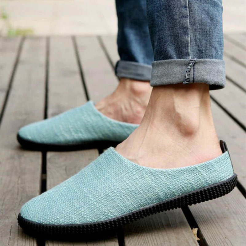 Мужские парусиновые туфли Повседневные Дышащие слипоны на плоской подошве