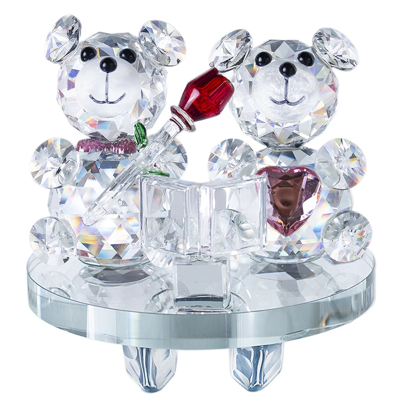 H& D кристалл любовь ребенок фигурка медведь коллекция стекло животное миниатюрные Любовь Романтические подарки украшение стола дома Свадебные сувениры