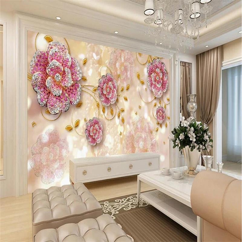 

beibehang for Living Room Fantasy Rose Crystal Flower TV Background wallpaper for walls 3d flooring wall papers home decor