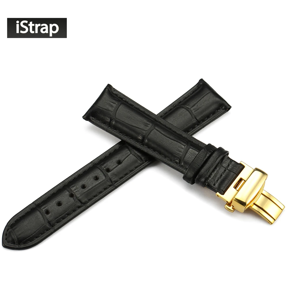 IStrap 18 мм до 22 мм ремешок для часов из натуральной телячьей кожи ремешок для часов с застежкой из нержавеющей стали кожаный браслет для Breitling