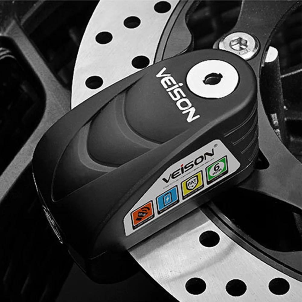 DX18-01-Black VEISON мотоцикл Водонепроницаемый Противоугонный замок велосипед Steelmate с Механизмом Блокировки дискового тормоза Предупреждение безопасности Противоугонная тормозной ротор замок Alarma мото - Цвет: DX18-01-Black