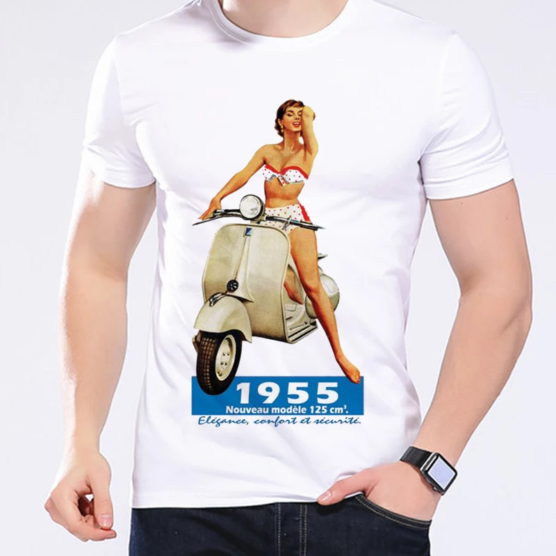 Мужские футболки в стиле ретро с героями мультфильмов Vespa Girl крутые Маленькие
