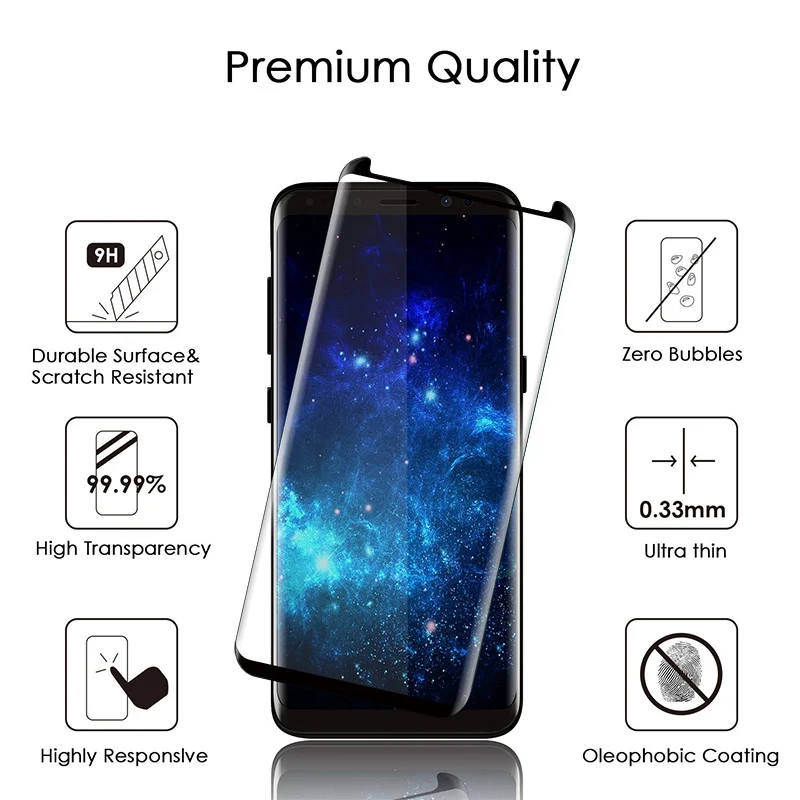 TOMKAS закаленное стекло для Samsung Galaxy S8 Plus 3D круглая изогнутая Защитная пленка