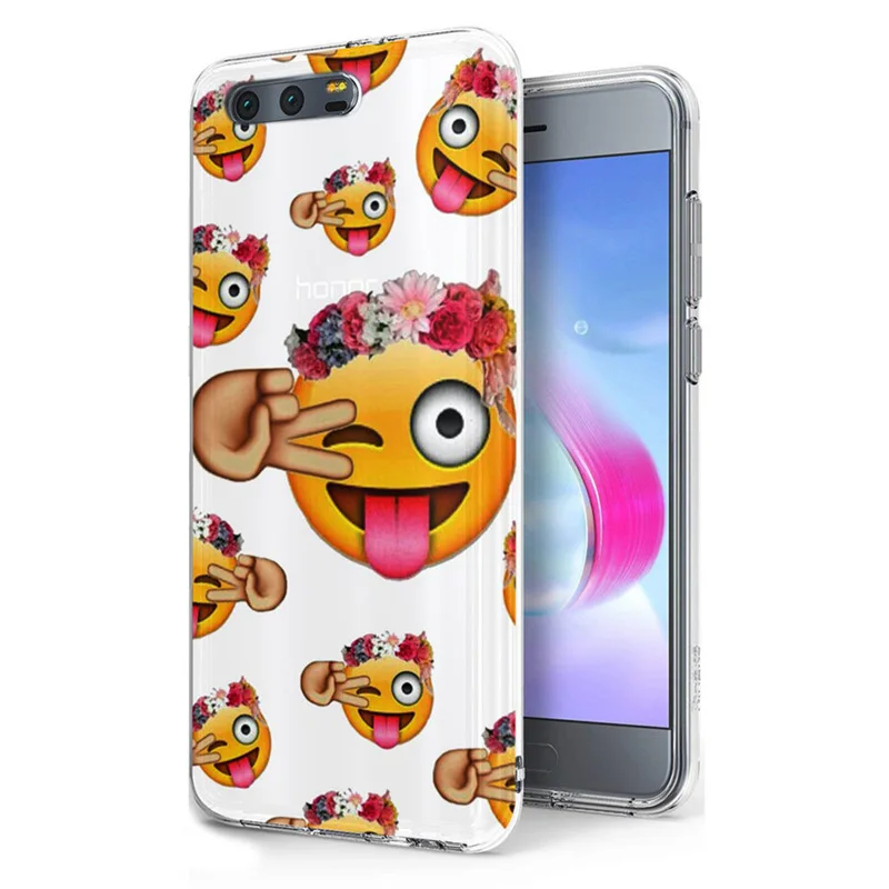 For Huawei P9lite/P8 Lite Y5ii / Y6 II Compact Honor P Smart TPU Colorful Soft Flower Face Painted Design Case Fundas A077 |