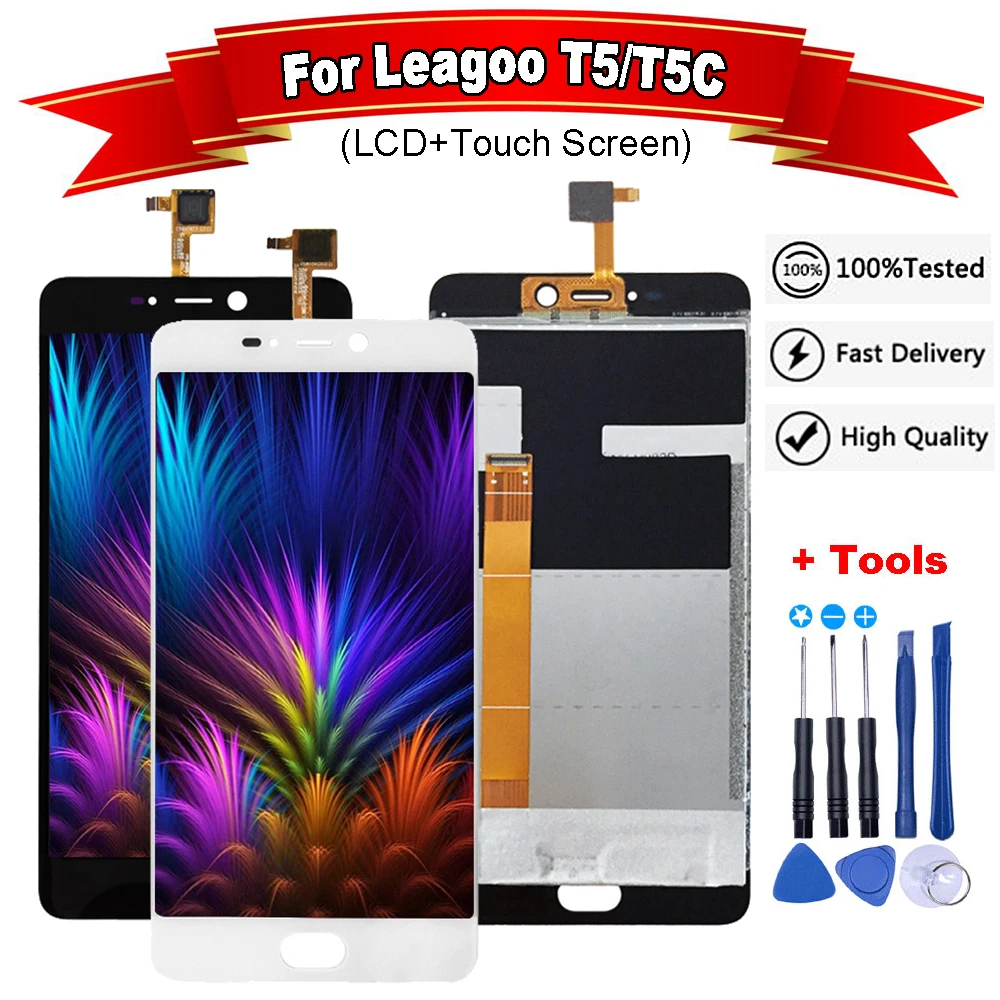 5 дюймовый ЖК дисплей для LEAGOO T5 инструмент ремонта сенсорного экрана в сборе