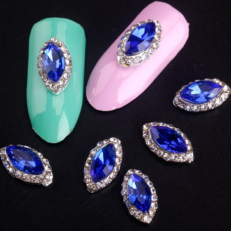 10 шт. блестящие 3d Стразы для ногтей Blueness украшения из металлического сплава