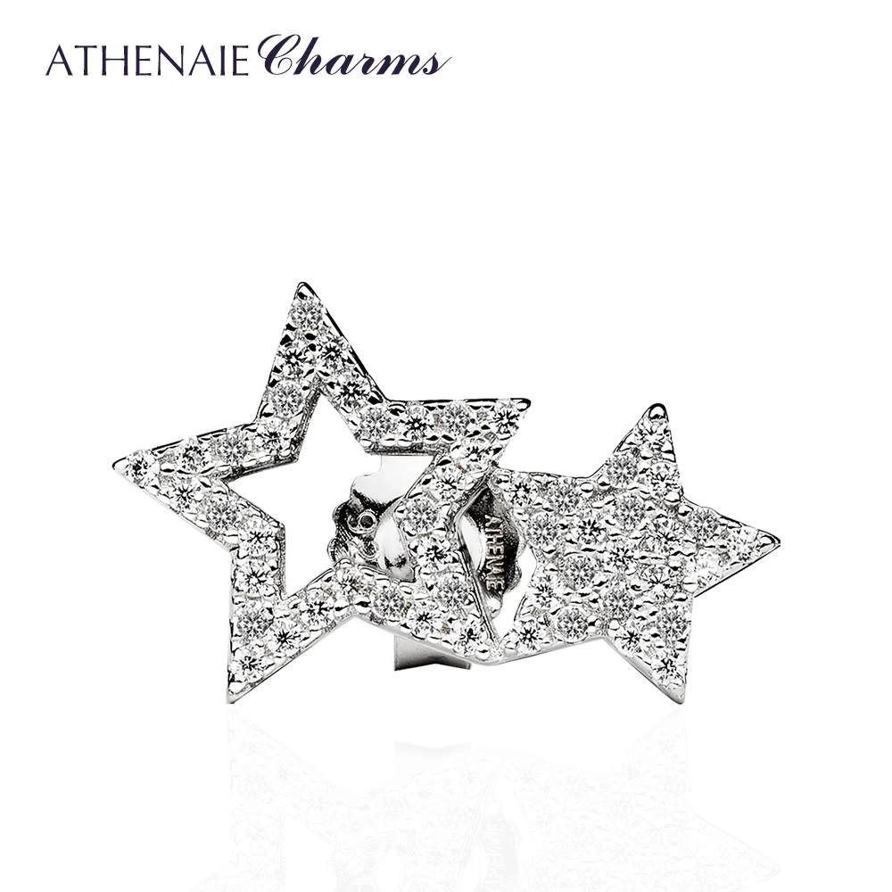 ATHENAIE, 925 пробы, серебряные, проложенные, прозрачные, CZ, звезда, блестящие серьги-гвоздики для женщин, девушек, подарки, модные, женские, для вечеринки, рождественские ювелирные изделия