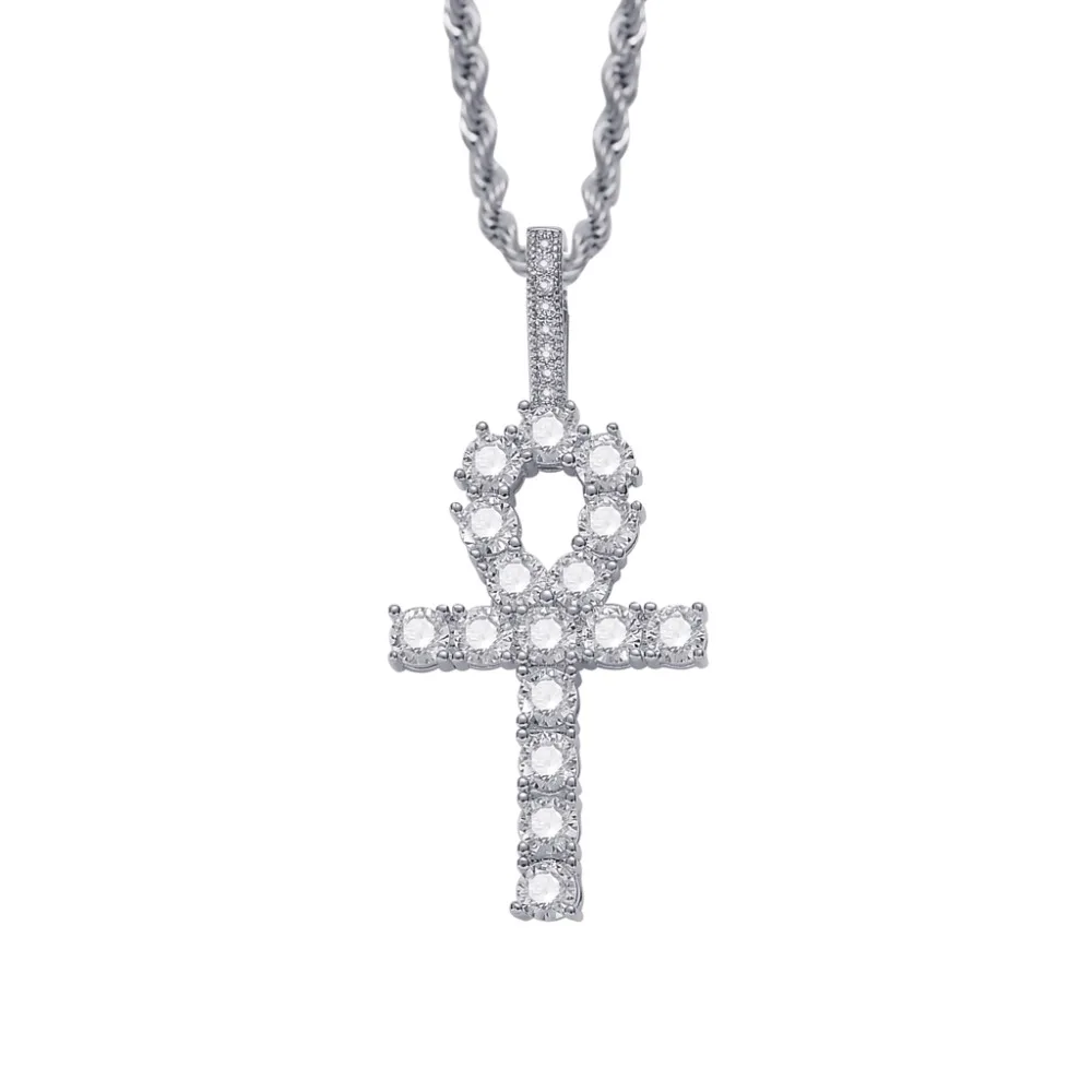 Кулон на ногу TOPHIPHOP со сверкающим цирконом крест под золото серебро медь кулон в