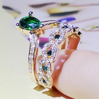 2pcs luxury crystal zircon anillos gold rings set for women jewelry wedding statement ring engagement valentines day anel gifts