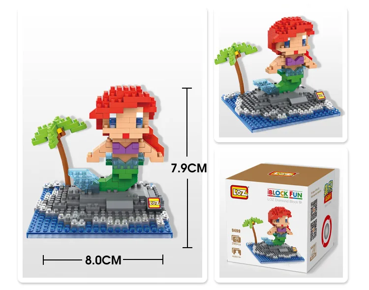 LOZ Diamant Blocs Ariel Petite Sirene Figure Pop Anime Film Princesse коллекция Cadeaux de L'enfant Mignon Jouets Modele Poupee|poupee