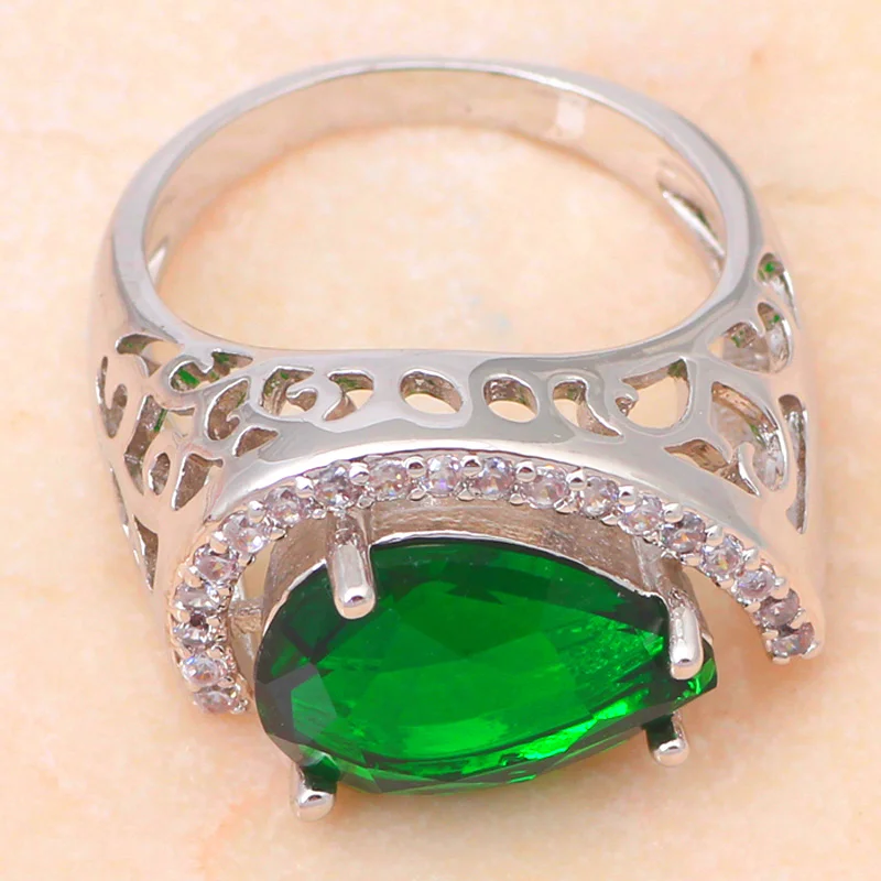 Top quality Silver tone Zircon Health Nickel &amp Lead free Earring Necklace Ring sz #7.5 #8.5 #9.25 Jewelry Set JS303A | Украшения и