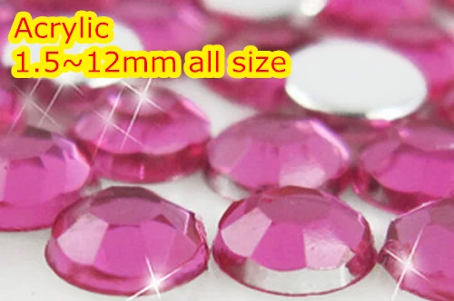 

peach Color 1.5~12mm All size Choice Flat Back Round Acrylic rhinestone,Acrylic Resin 3D Nail Art / Garment Rhinestone
