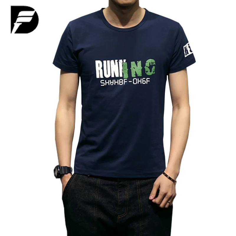 Летняя модная футболка с буквенным принтом 2017 Мужская для фитнеса Homme уличная