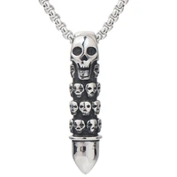 mens skull necklace motorcycle enthusiast punk skeleton pendant necklace stainless steel charm chain necklace male