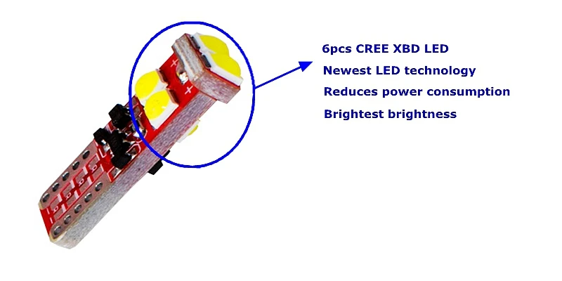 2 шт. T10 W5W супер яркий 6 SMD CREE чипы светодиодный светильник для парковки авто интерьер чтение купол Клин для лампы номерного знака Лампа Белый