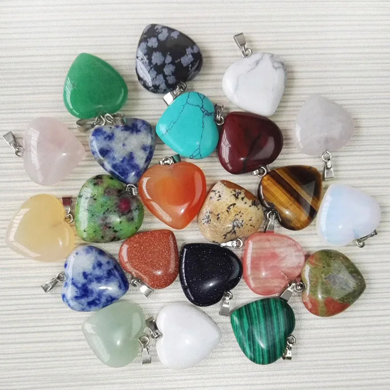 Подвеска из натурального камня в форме сердца 20 мм 50 шт./лот|stone pendant|pendant for