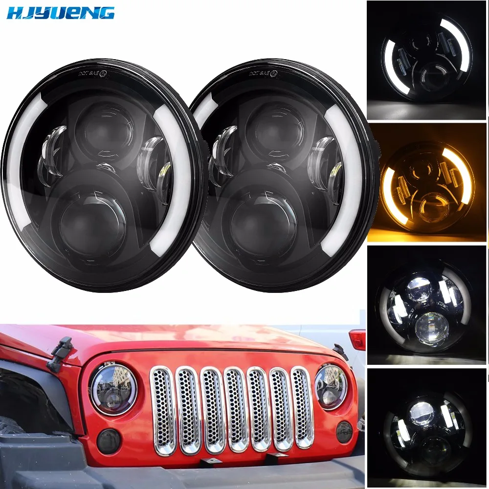 Для Jeep Wrangler JK TJ LJ грузовых автомобилей Hummer фары 7 &quotсветодиодный фар Conversion Kit DLR
