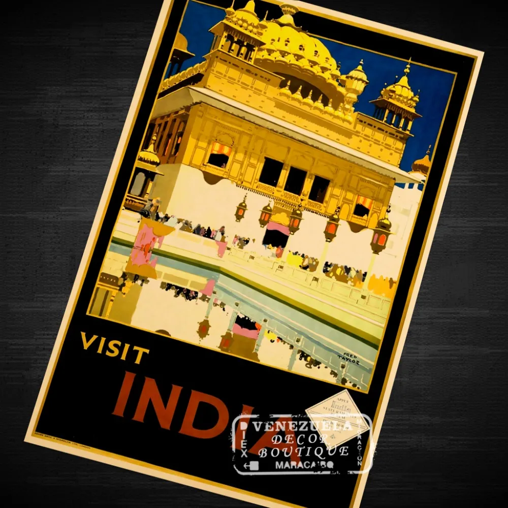 Блеск Arc Cuture визит в Индию пейзаж путешествие мир старинный ретро-постер из