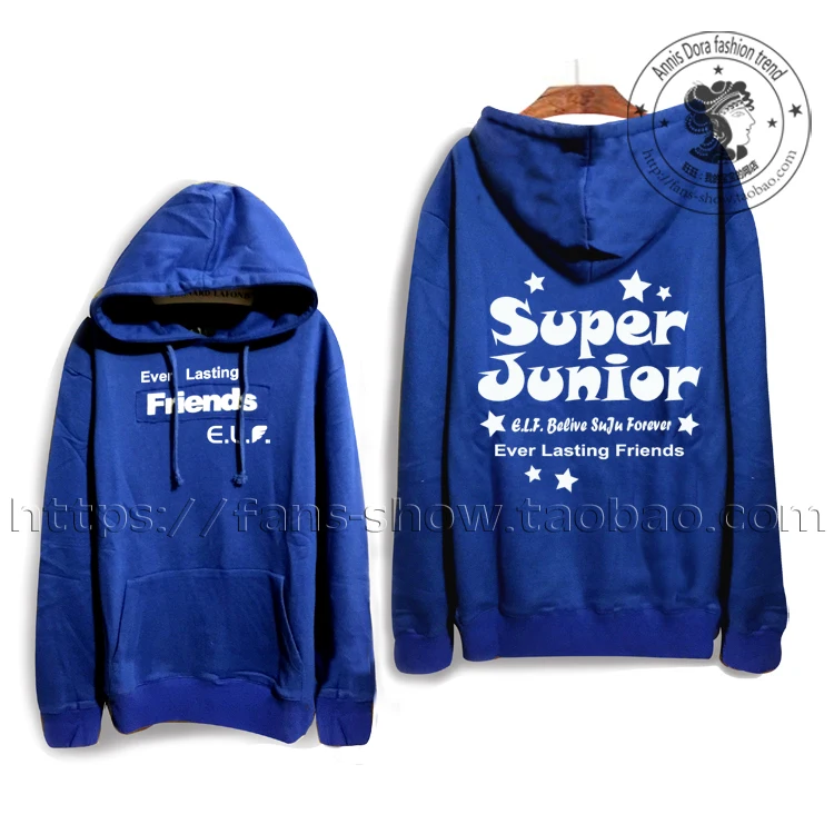 Толстовка SUPER JUNIOR SJ e.l. F сапфировое синее худи для концертов специальное