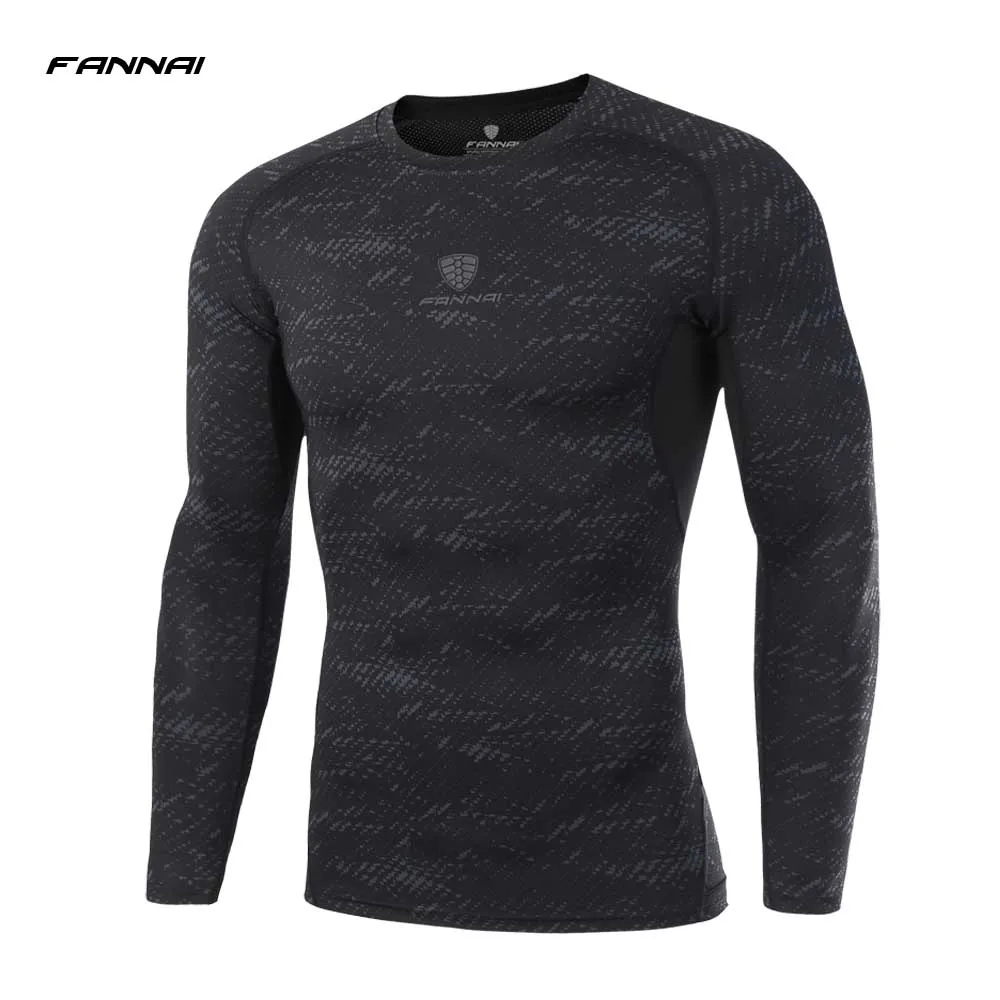 FN17C Long sleeve Новые Брендовые мужские спортивные футболки для бега компрессионные с коротким рукавом для мужчин Бодибилдинг, тренировка колготки спортивная рубашка для бега из спандекса - Цвет: FN17C Long sleeve