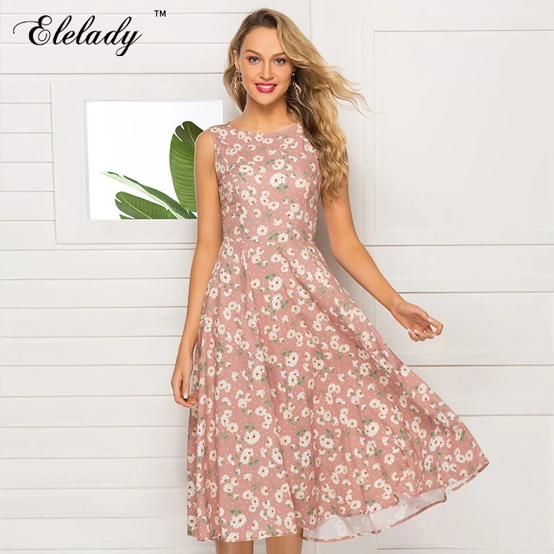 Southpire Vintage Classic Women Sleeveless Dress Elegant Floral Printed Retro A-line Dresses Simple Boho Autumn Vestidos | Женская