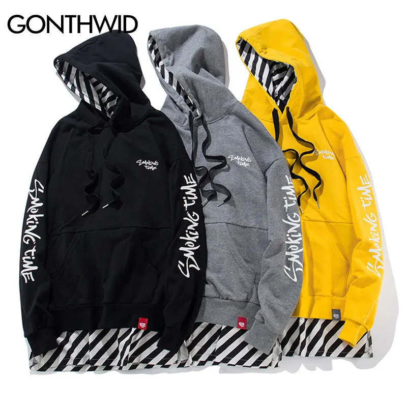 Gothwid стороны молнии полоса лоскутное Толстовки мужские 2017 печатных Расширенный