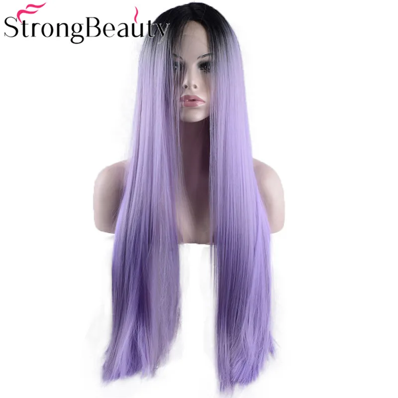 Strongbeauty длинные прямые кружевные фронтальные синтетические волосы