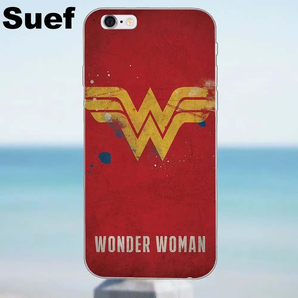 Suef уникальный Wonder Woman логотип мягкий ТПУ горячие продажи для iPhone X 4 4S 5 5S 5C SE 6 6S 7 8 Plus