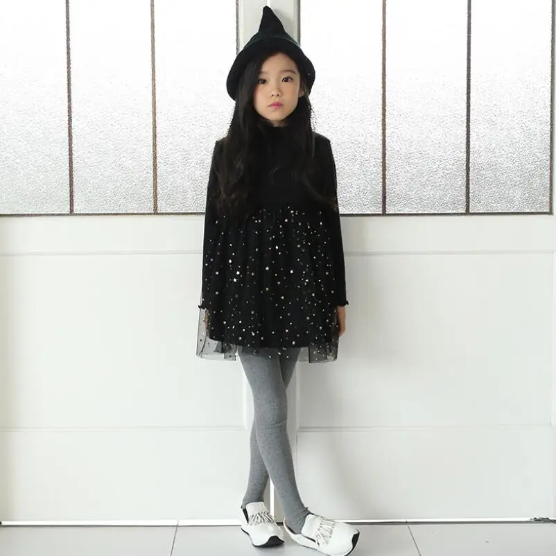 2019 черное теплое зимнее демисезонное платье принцессы с пентаграммой Детские