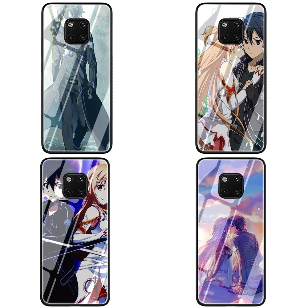 Sword Art Online SAO аниме чехол из закаленного стекла для телефона huawei P10 P20 P30 Y6 Y9 Honor 8X 7A pro 9 10 Lite mate 20 Lite