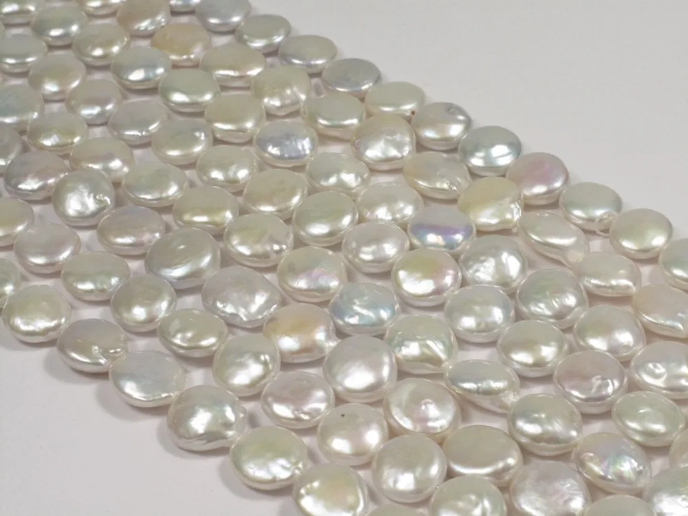 

NEW AA White Coin Pearl 11-12mm, Genuine Freshwater Pearl, Natural Luster Pear