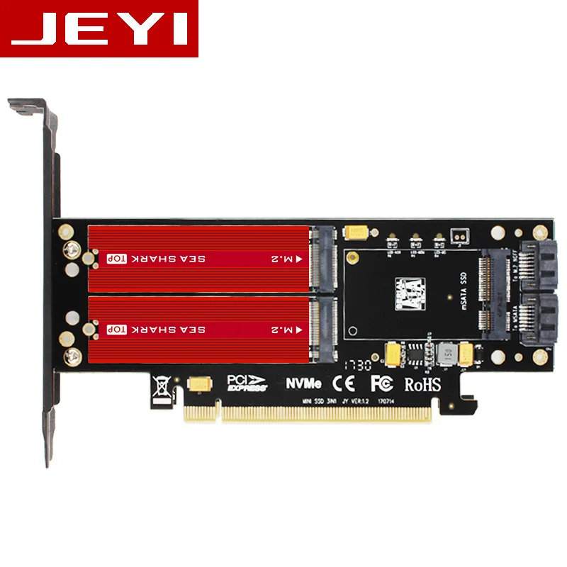 JEYI SK16-PRO NVME NGFF Adapter x16 PCI-E3 Full Speed M.2 2280 aluminum sheet Thermal conductivity silicon wafer fan cooling SSD