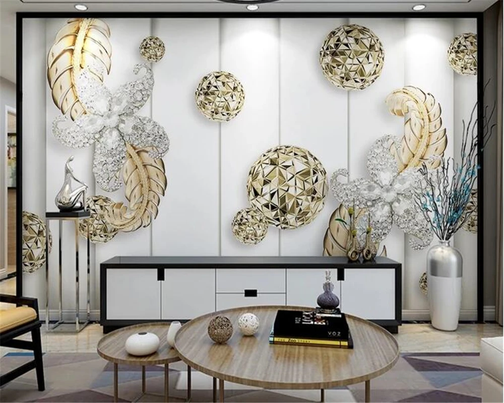 beibehang wallpaper Luxury aristocratic European interior hardcover diamond jewelry 3d wall background | Обустройство дома