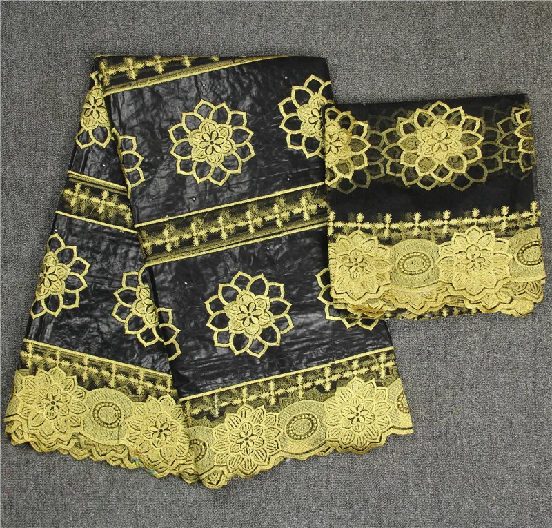 Tissu африкен Базен Getzner 2018 модные французские кружева с камнями в африканском