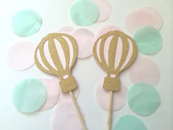 Золотые блестящие и розовые воздушные шары топперы для капкейков медиаторы