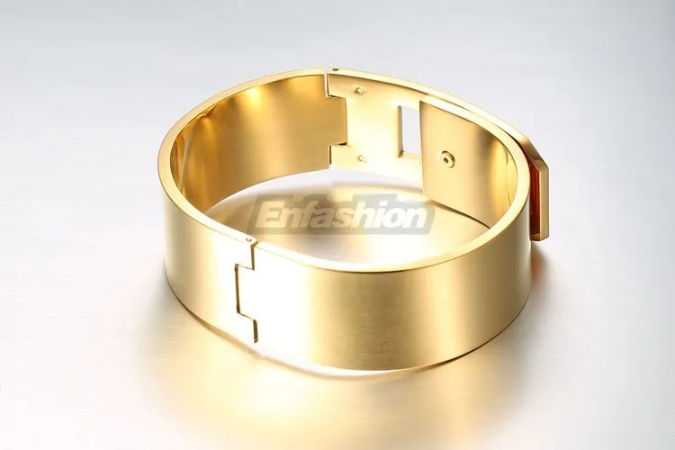 Enfashion, ювелирное изделие, панк, широкий ремень, пряжка, Браслет-манжета, золотой цвет, нержавеющая сталь, браслеты для женщин, браслет Pulseiras