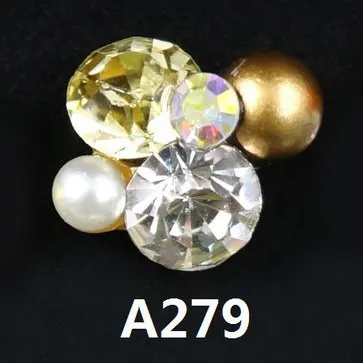 A279 Новинка, 10 шт., роскошные японские украшения для ногтей, сплав, кучи, стразы, жемчуг, 3d, для ногтей, художественный амулет, металлические блестящие аксессуары для ногтей - Цвет: A279