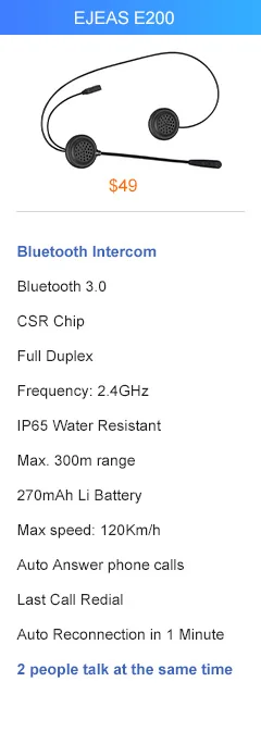 EJEAS V6 Pro домофон мото беспроводной шлем Bluetooth гарнитура густой микрофон металлический зажим USB 850 мАч 6 Rider 1200 м водонепроницаемый