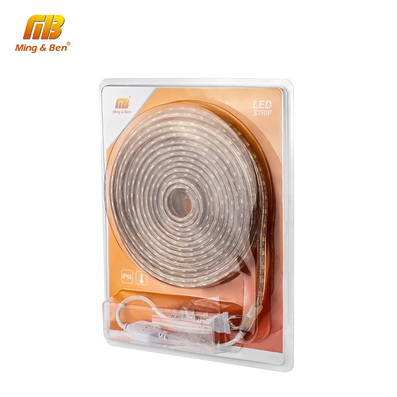 [MingBen] Светодиодная лента 2 м 3 4 5 10 AC220V SMD5050 IP65 Водонепроницаемый 60 светодиодный s/M